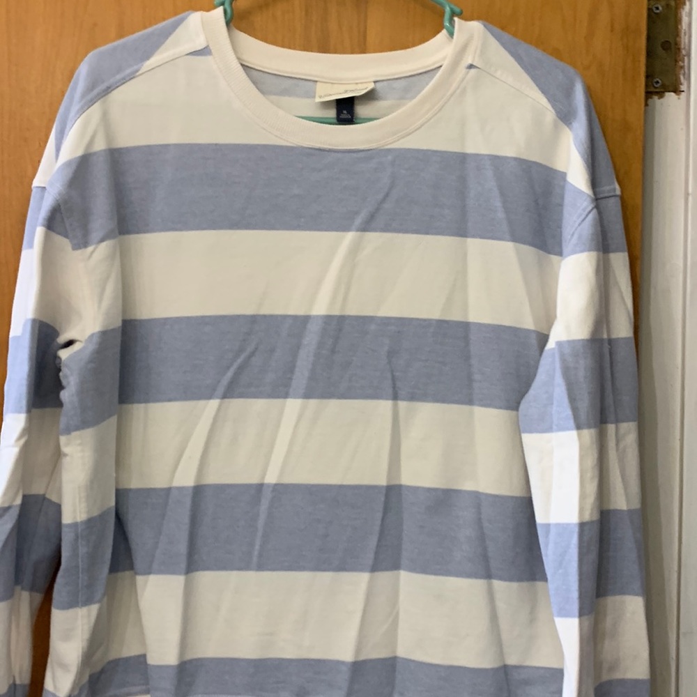 Blue white striped sweatshirt